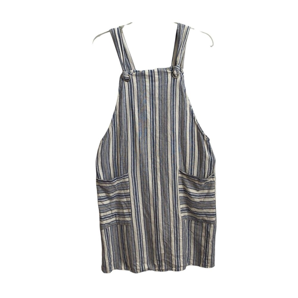 Anthropologie LAZY SUNDAY Stripe‎ Pocket Mini Dress Women White Blue Tan Small